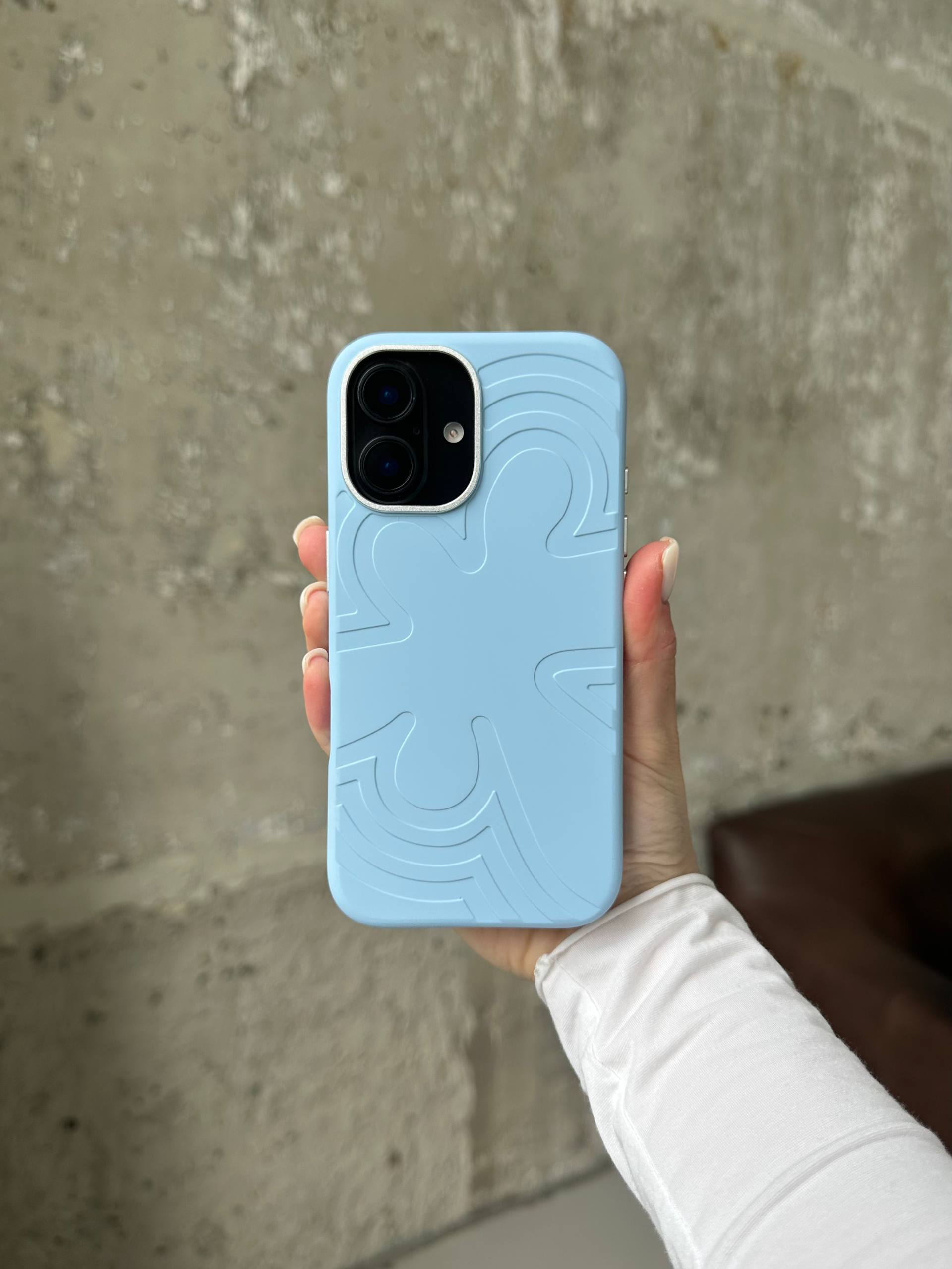Чохол Flower Silicone Case з Magsafe на iPhone 16 Cloud Blue (02)