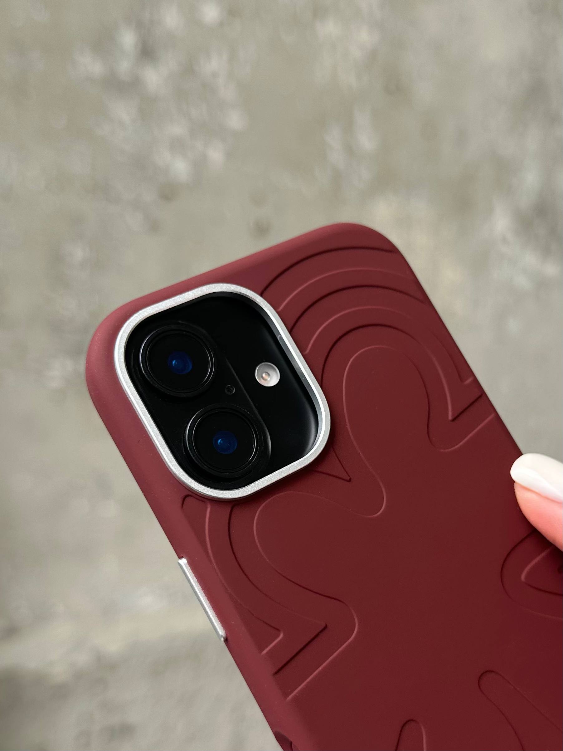 Чохол Flower Silicone Case з Magsafe на iPhone 16 Burgundy (06)