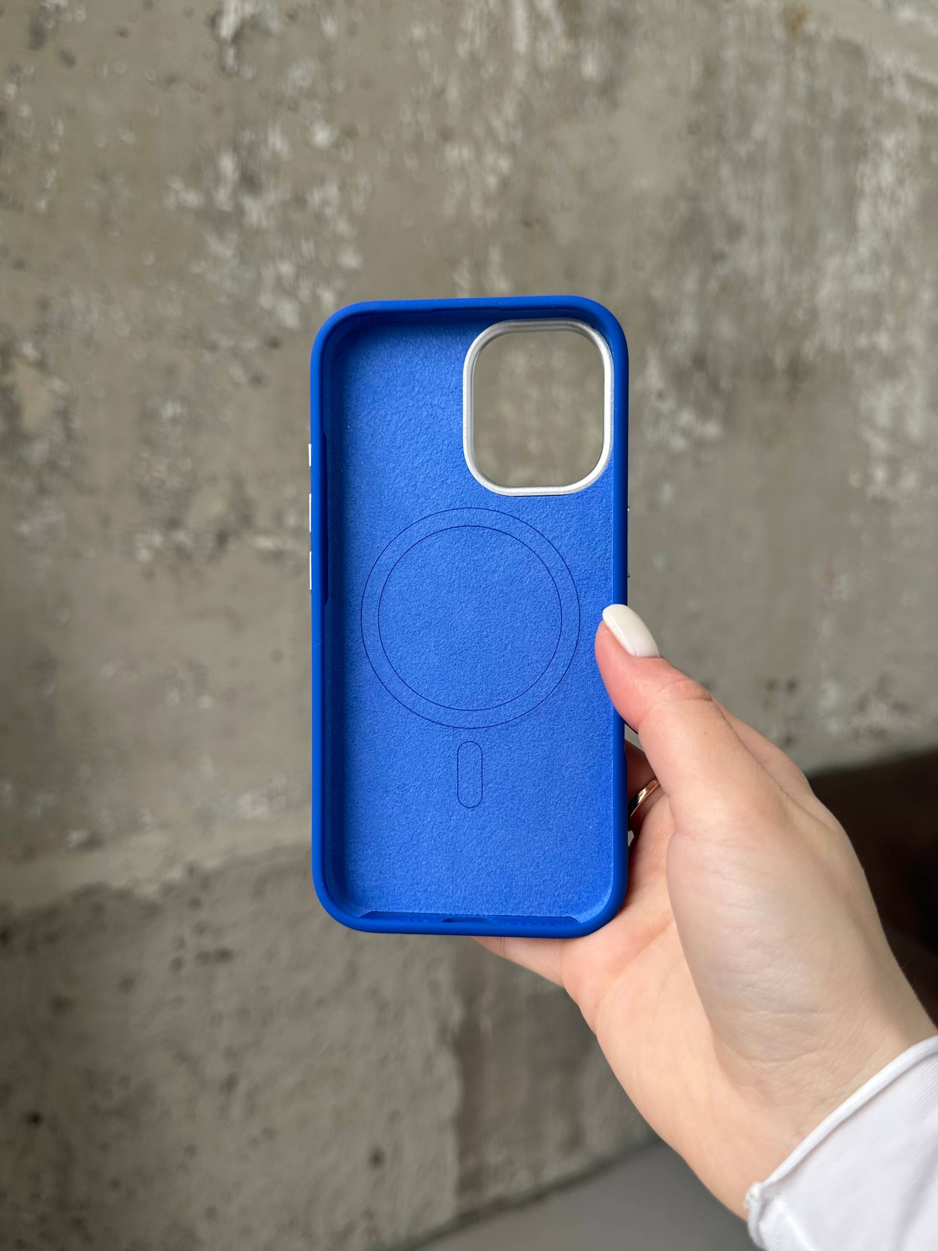 Чохол Flower Silicone Case з Magsafe на iPhone 16 Electric Blue (03)