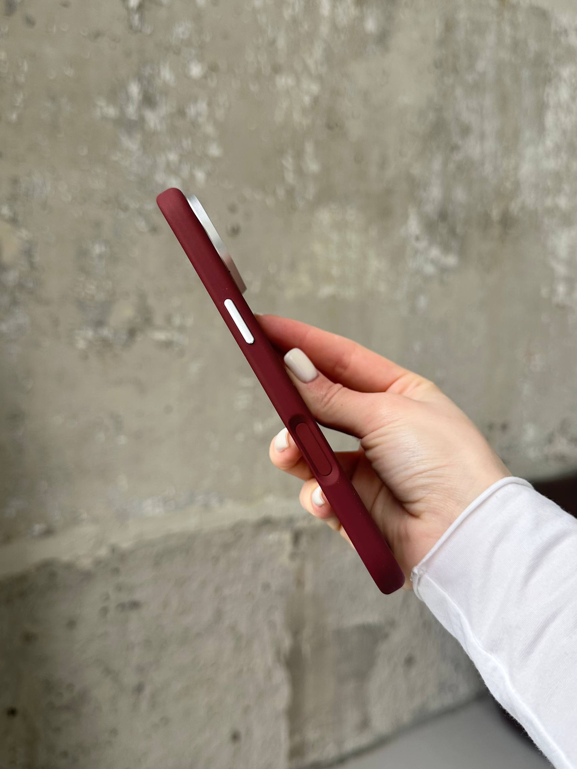 Чохол Flower Silicone Case з Magsafe на iPhone 17 Air Burgundy (06)