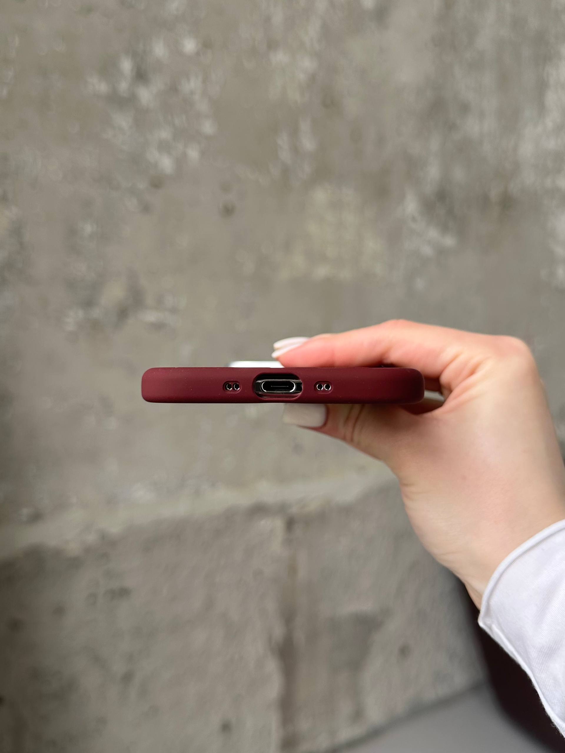 Чохол Flower Silicone Case з Magsafe на iPhone 17 Air Burgundy (06)