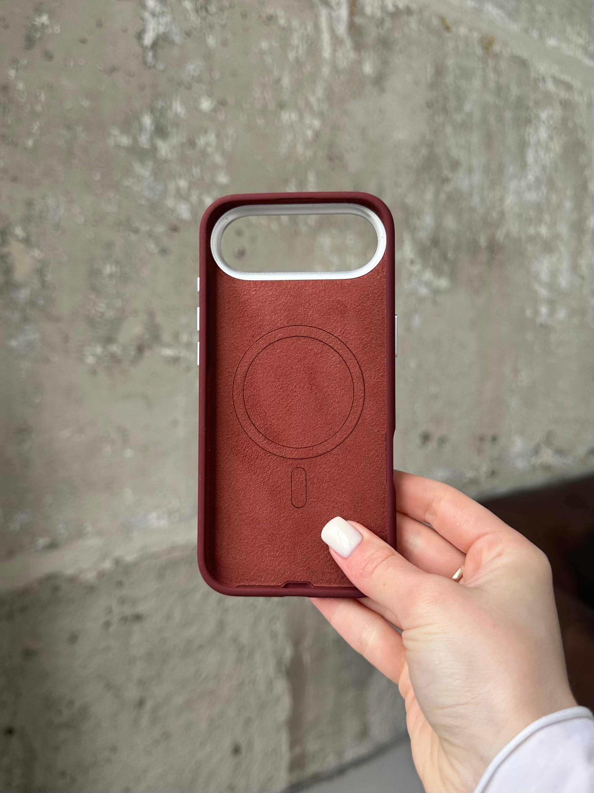 Чохол Flower Silicone Case з Magsafe на iPhone 17 Air Burgundy (06)
