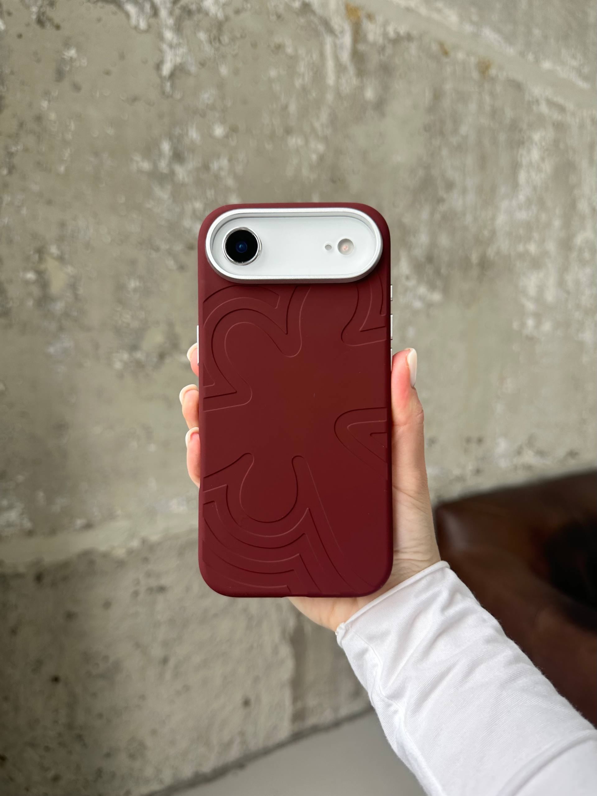 Чохол Flower Silicone Case з Magsafe на iPhone 17 Air Burgundy (06)