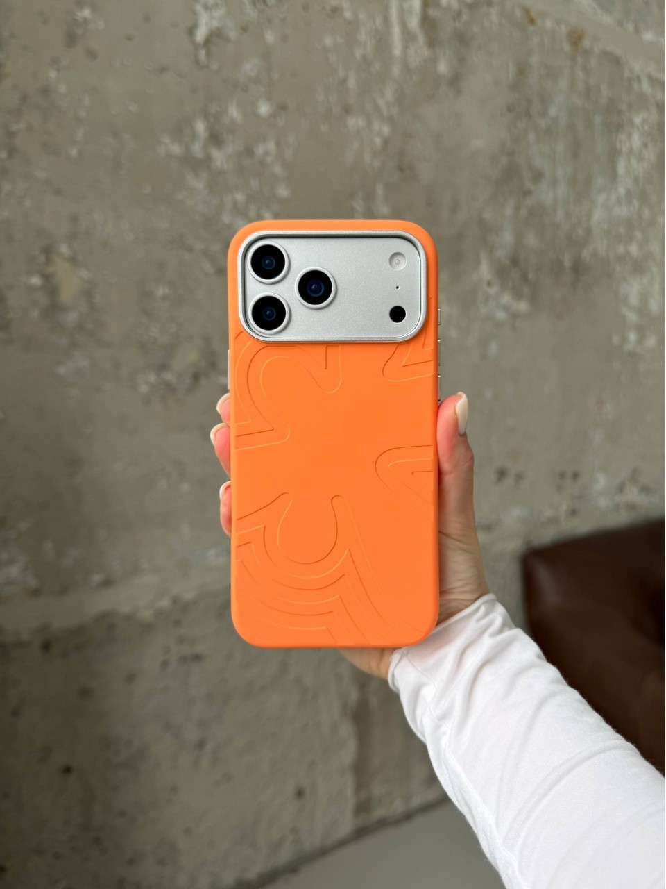 Чохол Flower Silicone Case з Magsafe на iPhone 17 Orange (09)