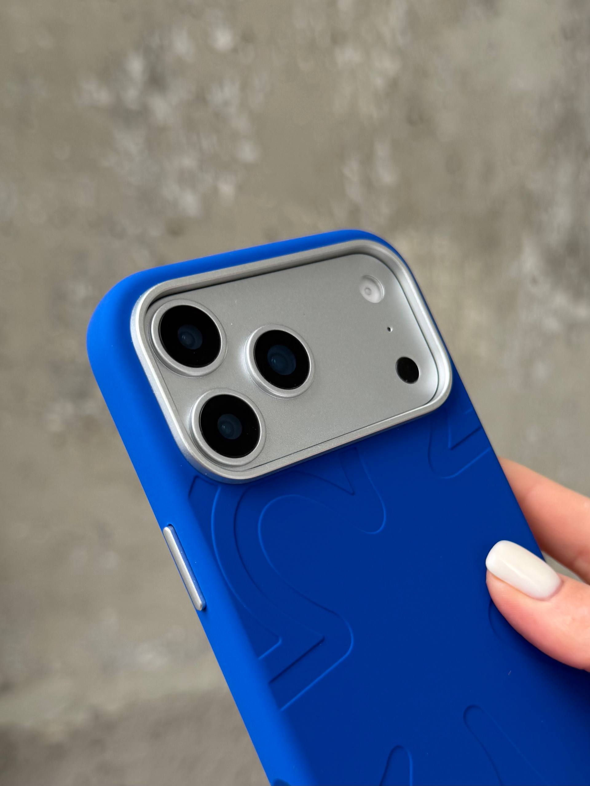 Чохол Flower Silicone Case з Magsafe на iPhone 17 Pro Max Electric Blue (03)