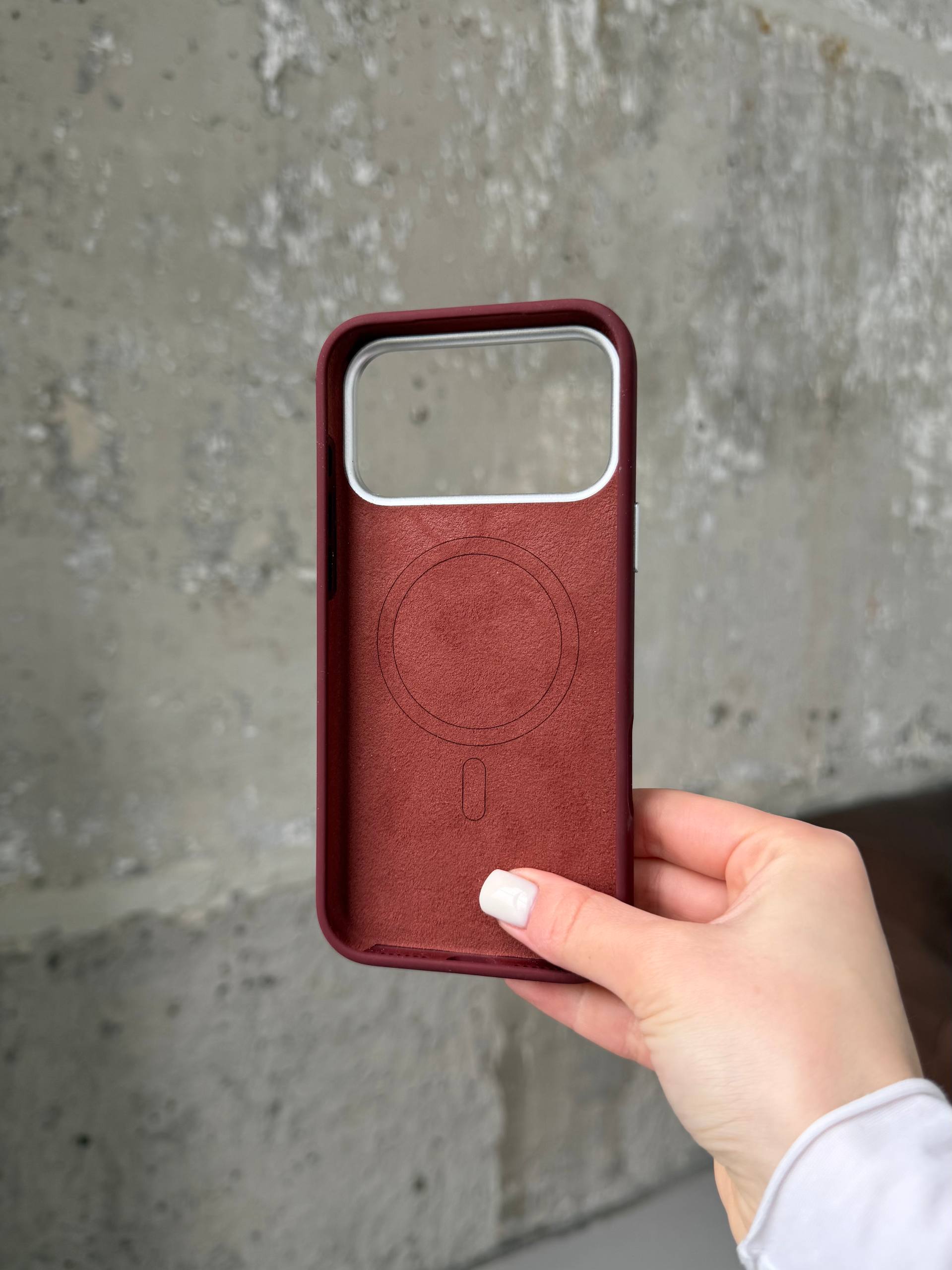 Чохол Flower Silicone Case з Magsafe на iPhone 17 Pro Burgundy (06)