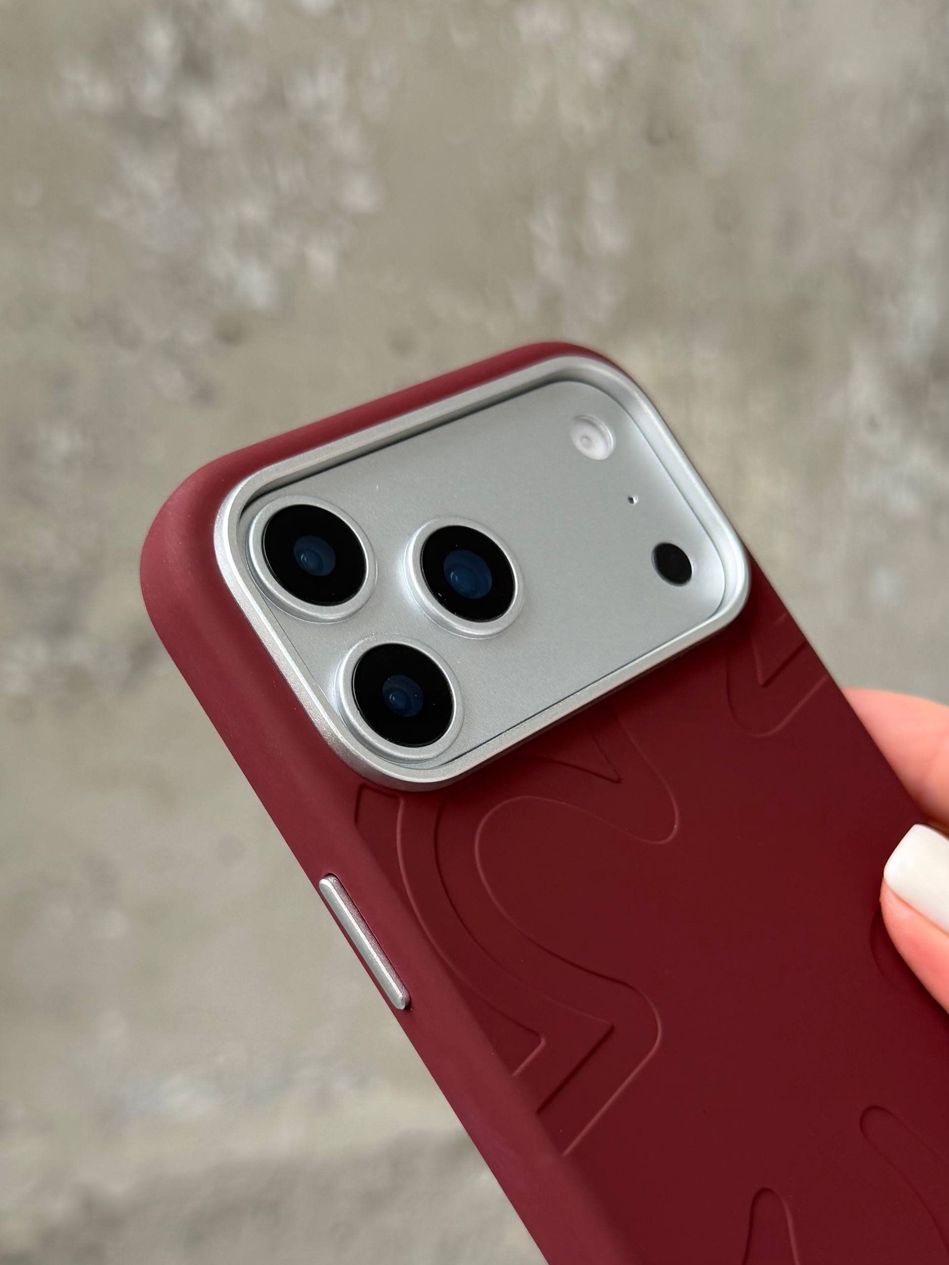 Чохол Flower Silicone Case з Magsafe на iPhone 17 Pro Burgundy (06)