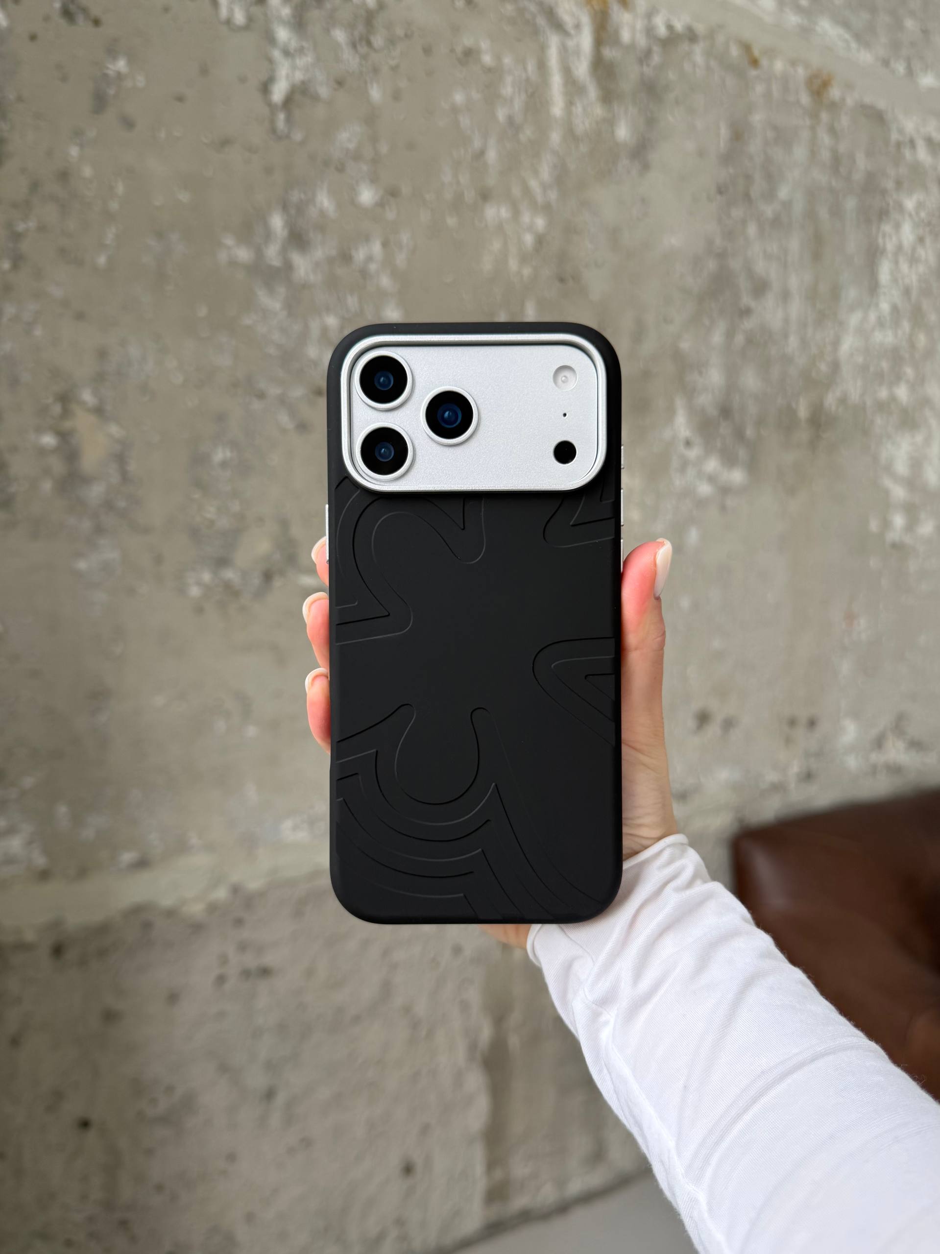 Чохол Flower Silicone Case з Magsafe на iPhone 17 Pro Max Black (04)