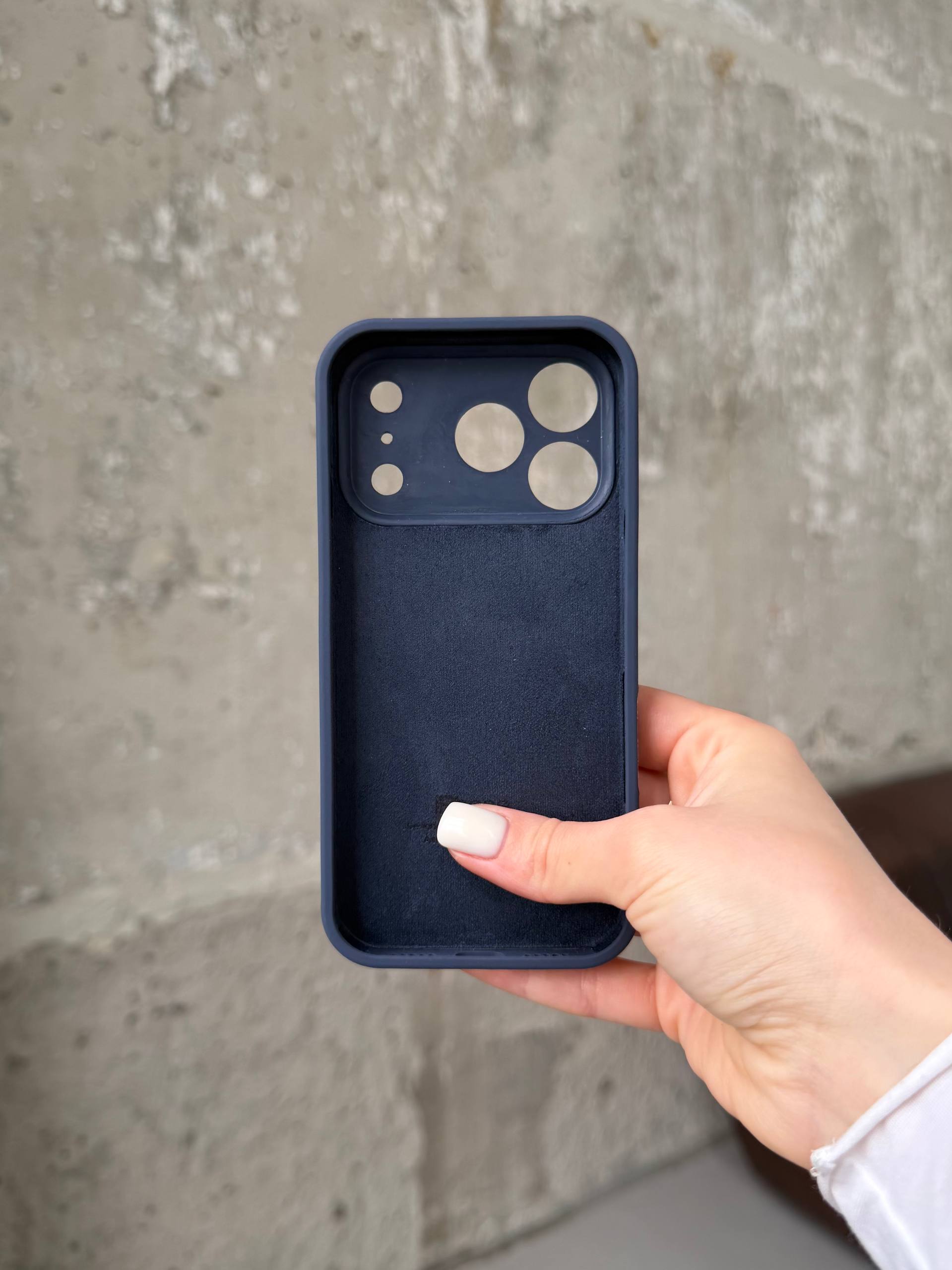 Чехол Silicone case с закрытой камерой на iPhone 17 Pro Midnight Blue #07