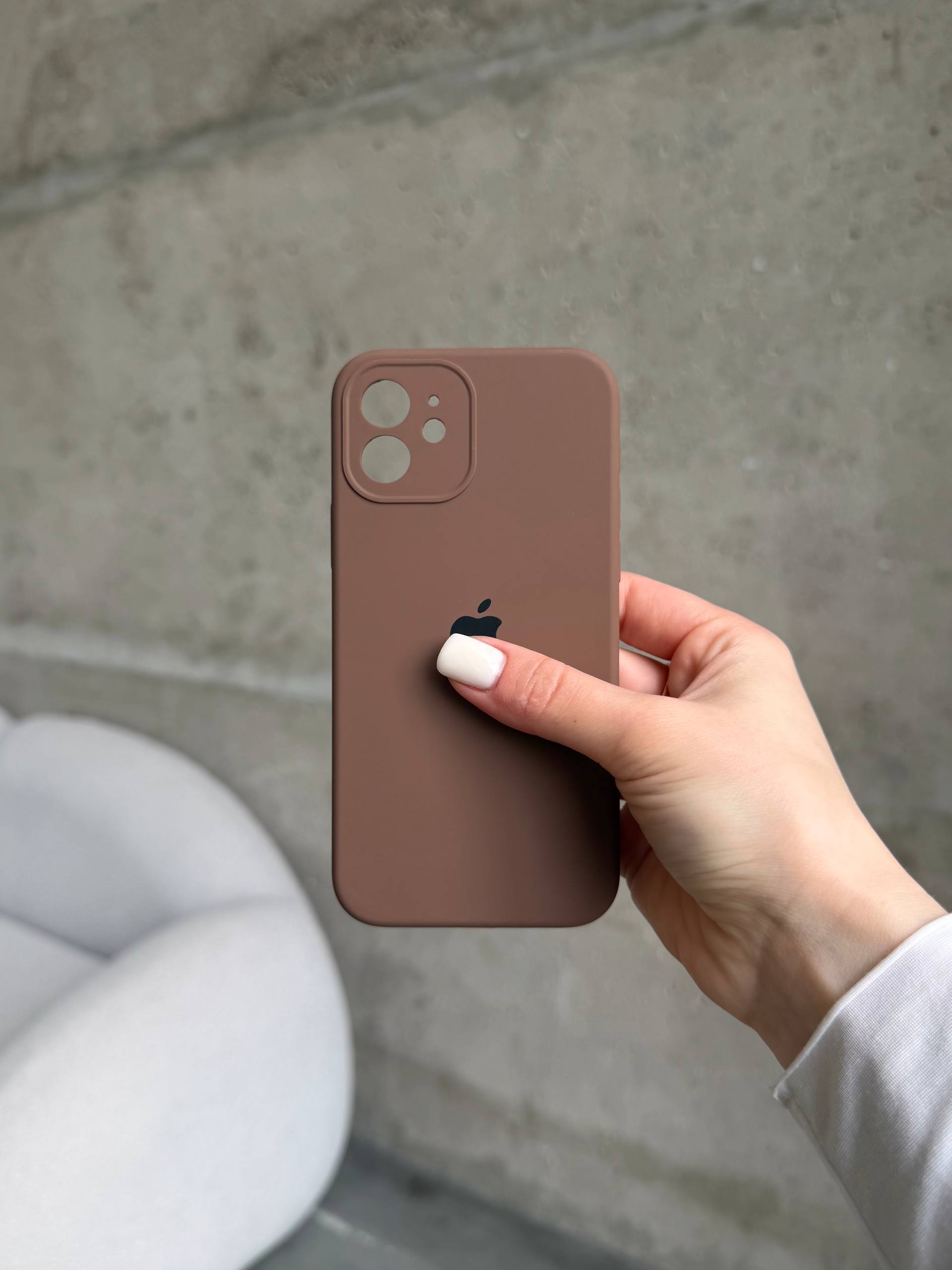 Чохол Silicone case із закритою камерою на iPhone 12 Chocolate #63