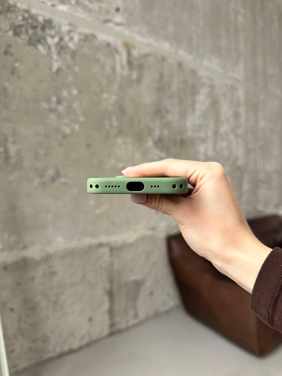 Чохол Silicone case з Magsafe на iPhone 17 Light Moss (07)