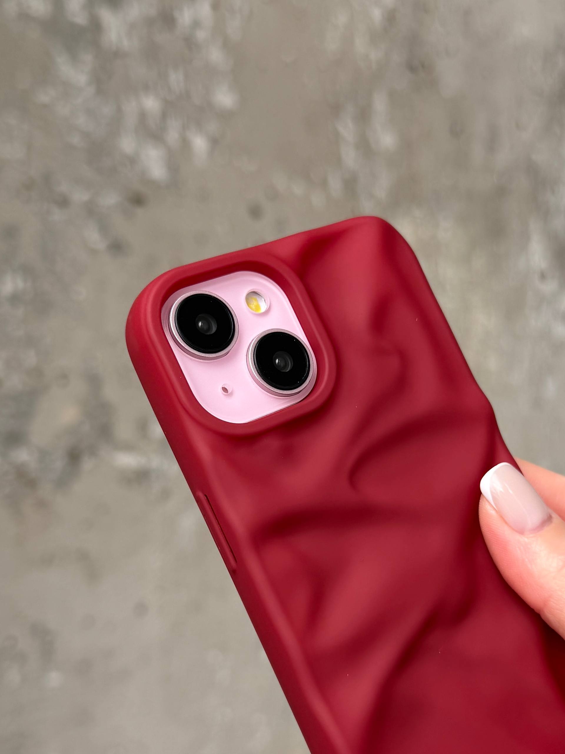 Чохол матовий хвилястий Wave Case на iPhone 14 Wine Red (10)