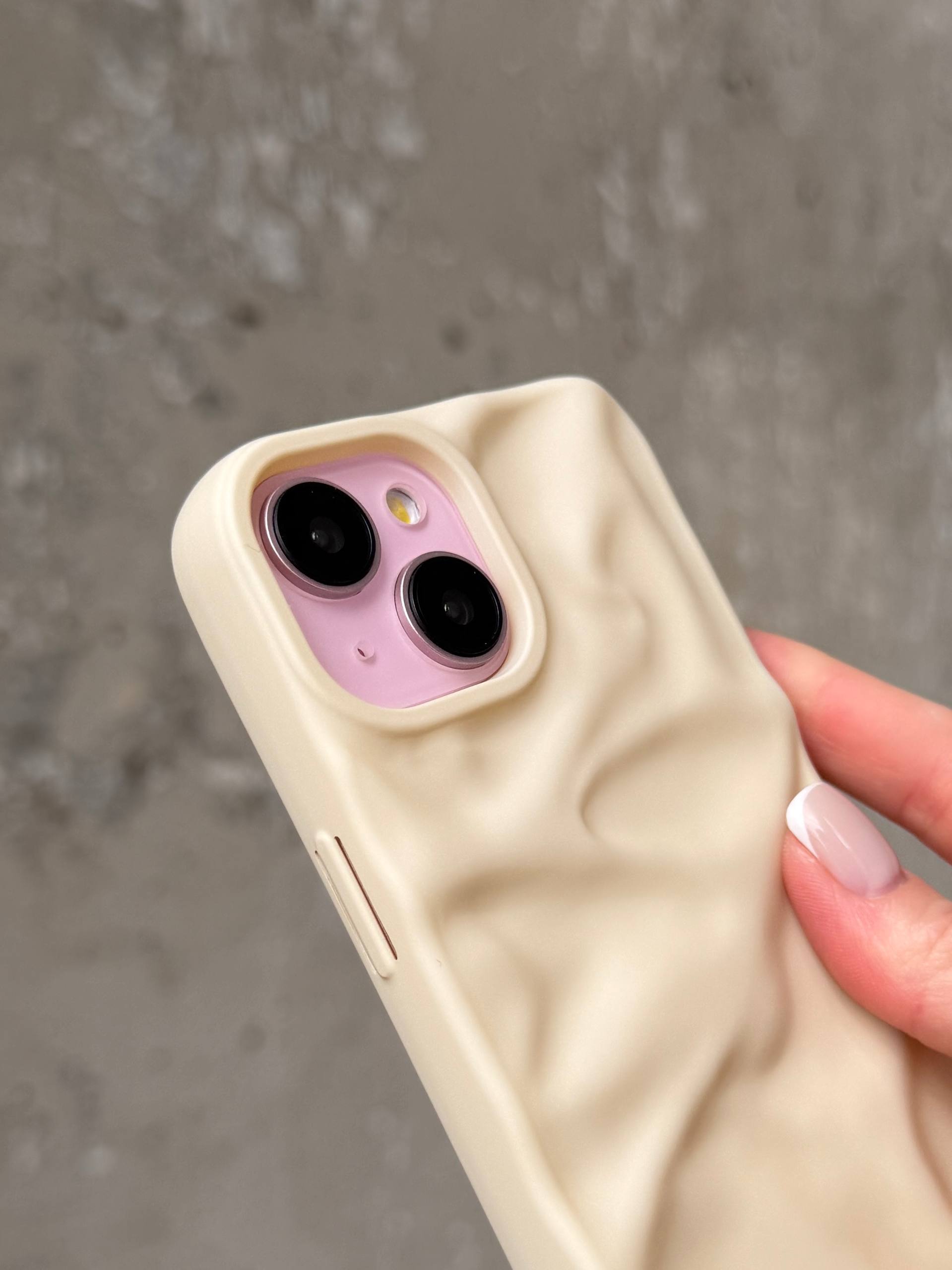 Чохол матовий хвилястий Wave Case на iPhone 15 Beige (01)