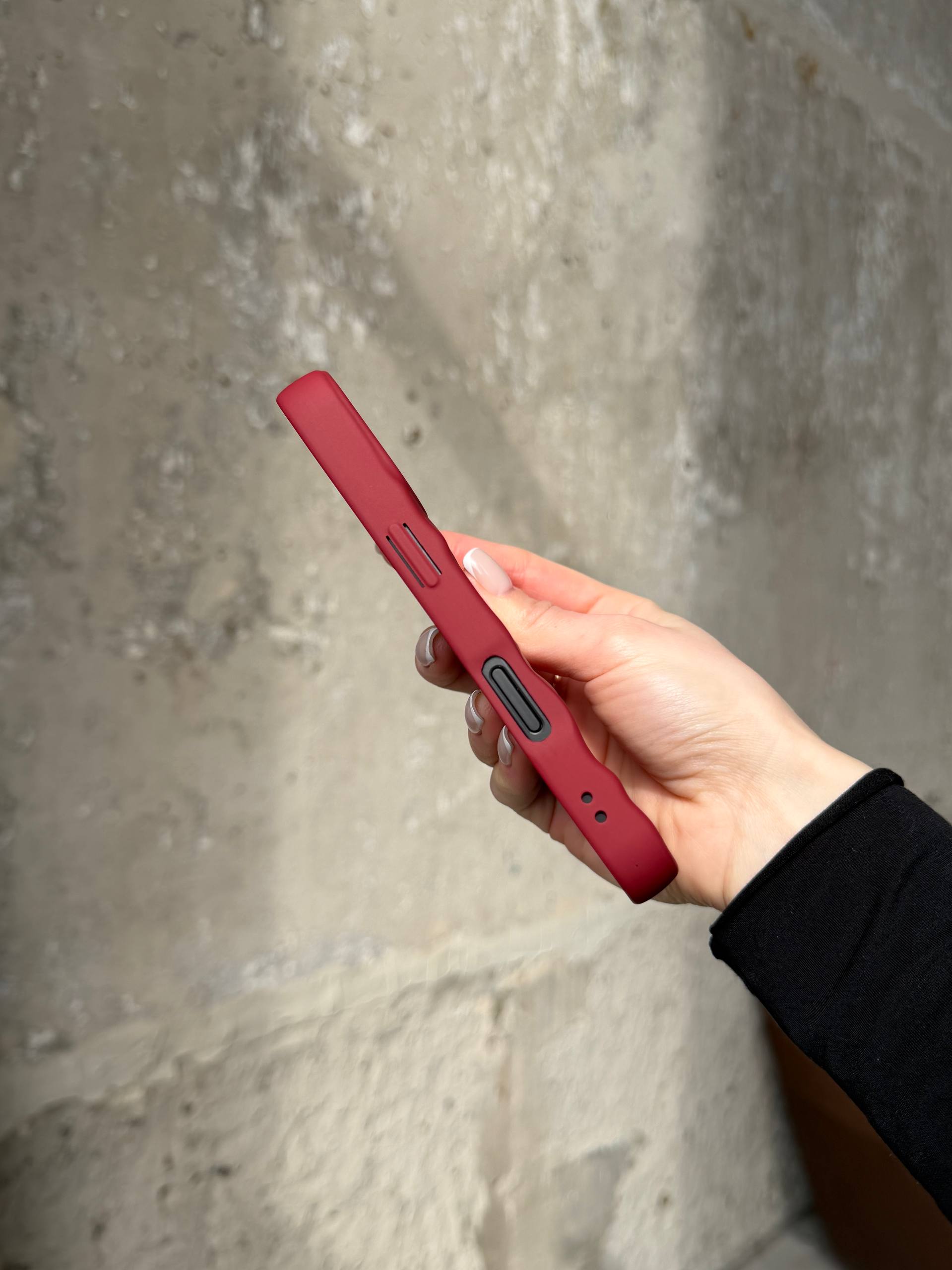 Чохол матовий хвилястий Wave Case на iPhone 16+ Wine Red (10)