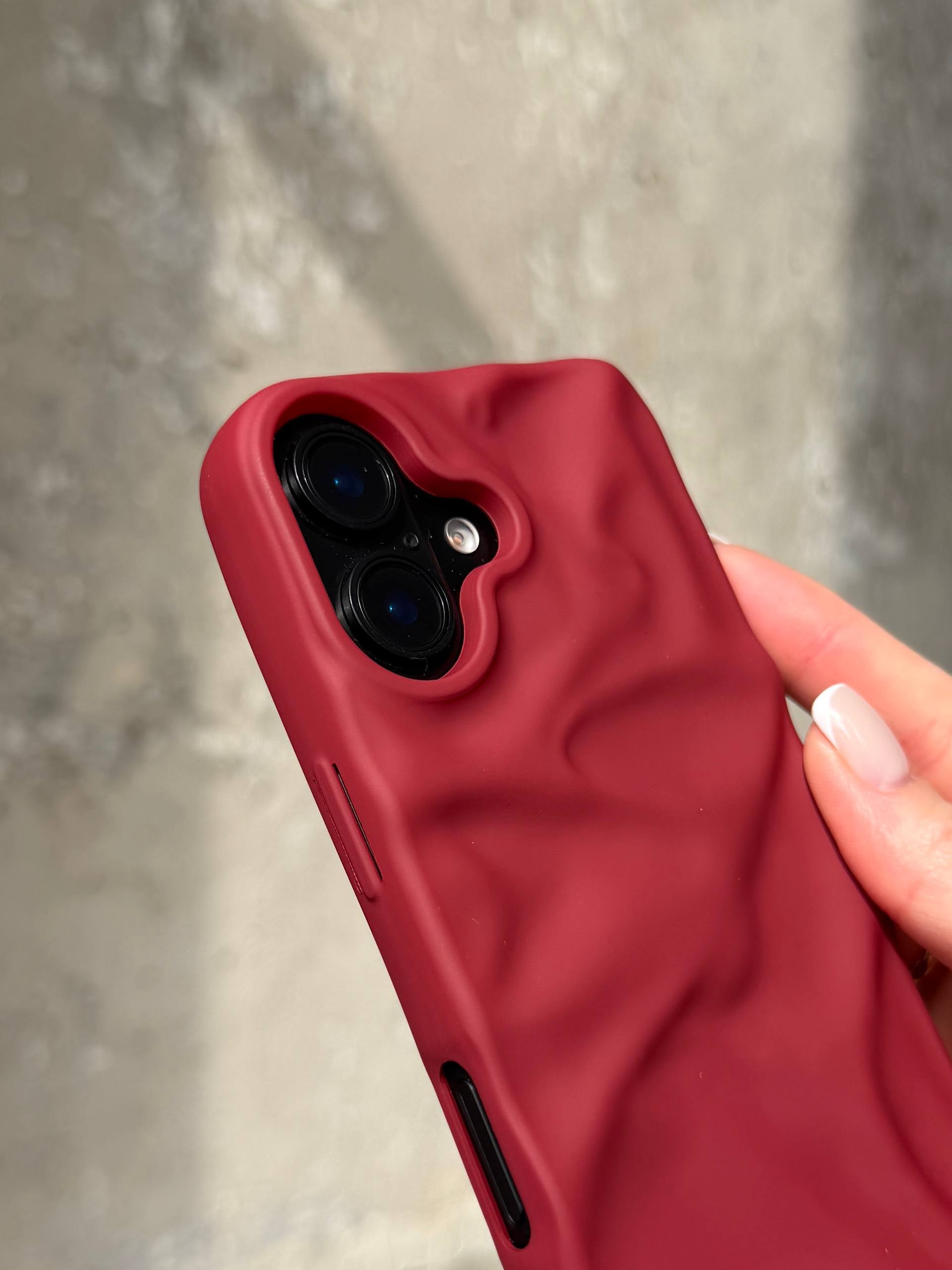 Чохол матовий хвилястий Wave Case на iPhone 16+ Wine Red (10)