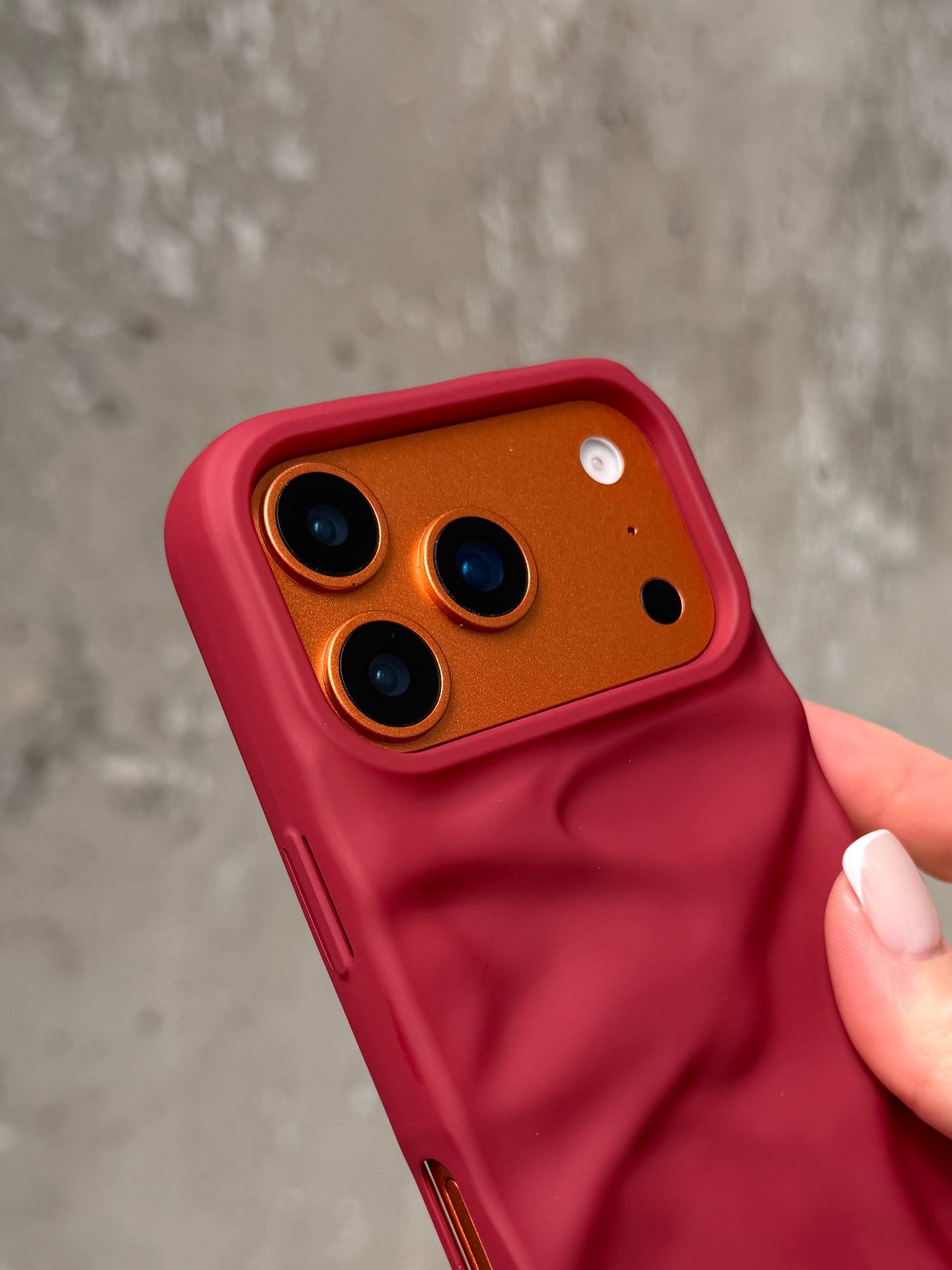 Чохол матовий хвилястий Wave Case на iPhone 17 Pro Max Wine Red (10)