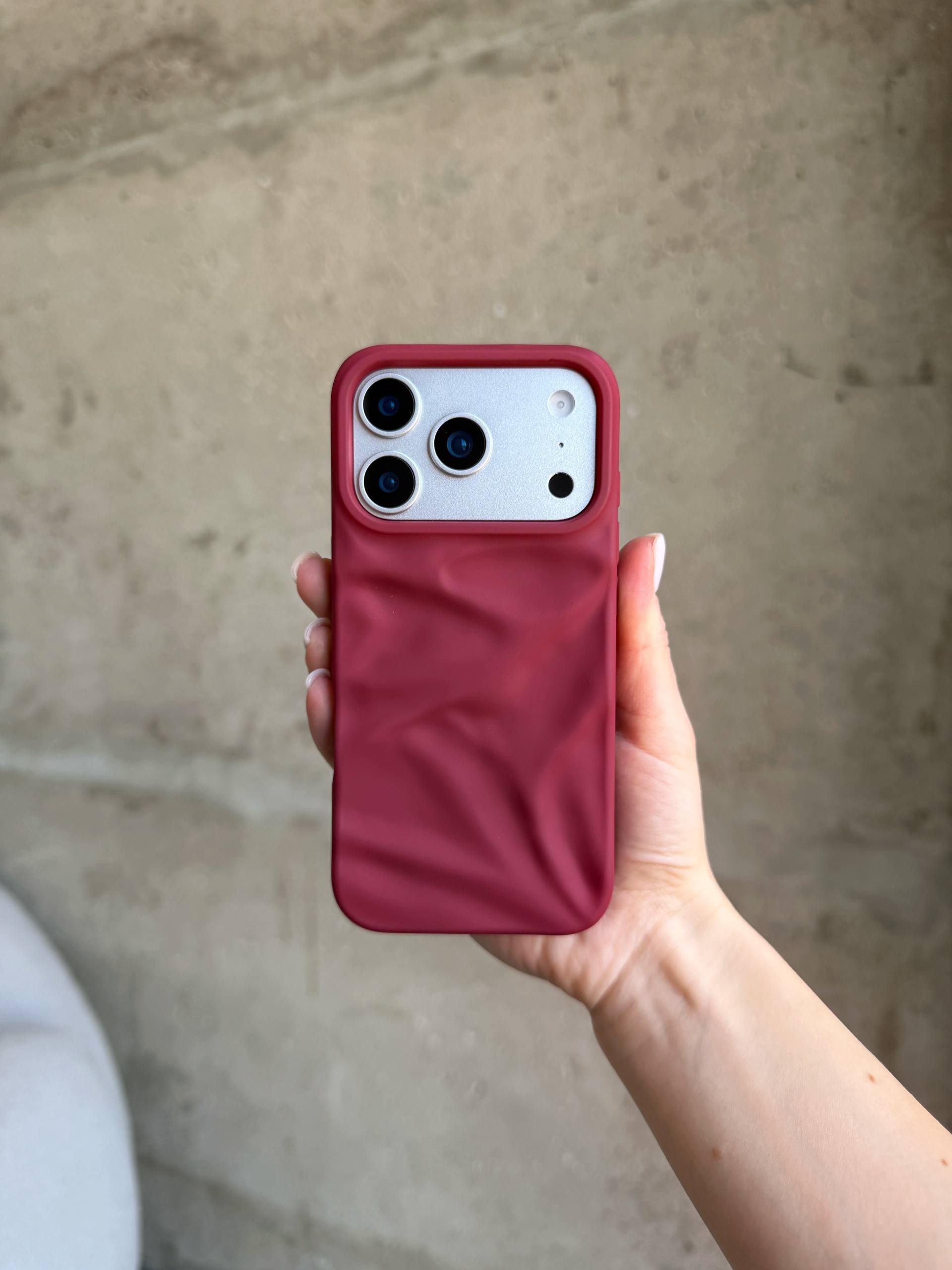 Чохол матовий хвилястий Wave Case на iPhone 17 Pro Max Wine Red (10)