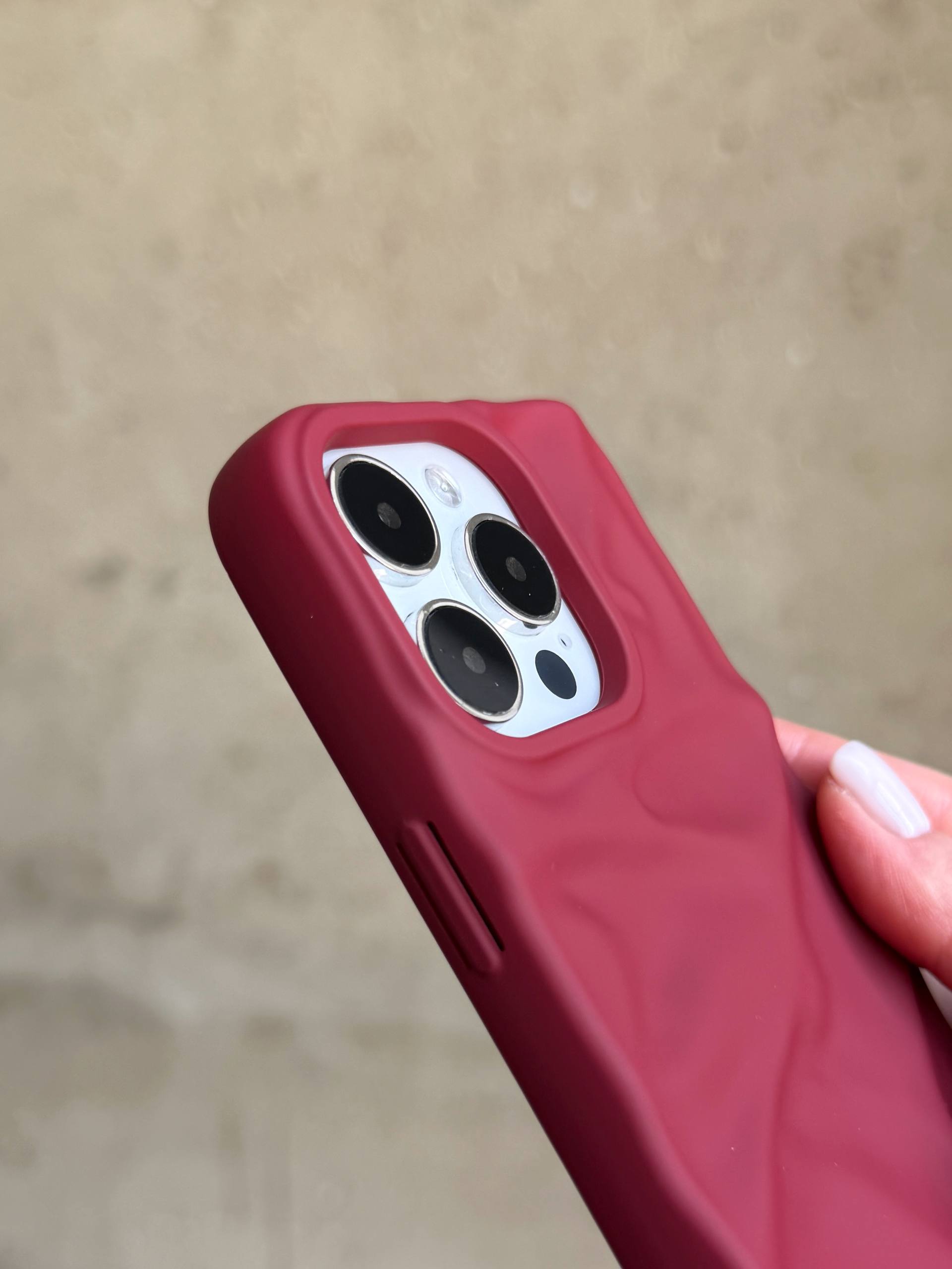 Чохол матовий хвилястий Wave Case на iPhone 15 Pro Wine Red (10)